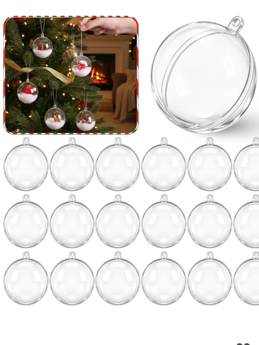 Wettarn 25 Pcs Clear Christmas Ornaments Balls